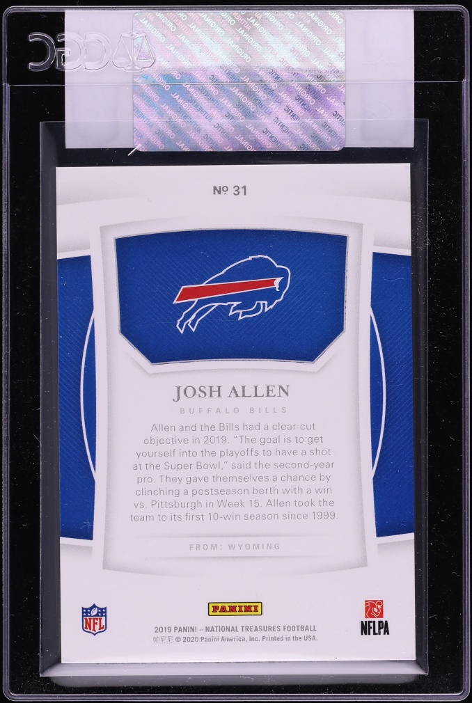 2019 National Treasures Stars And Stripes Josh Allen /11 #31 CGC AUTH - Photo 2