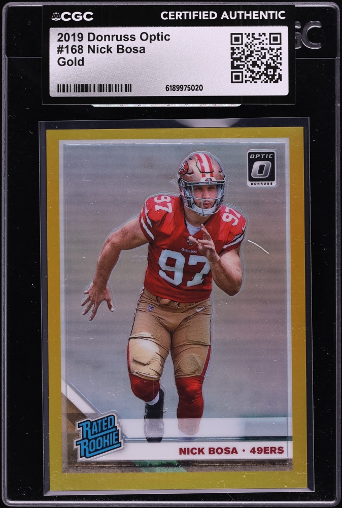 2019 Donruss Optic Gold Nick Bosa ROOKIE /10 #168 CGC AUTH