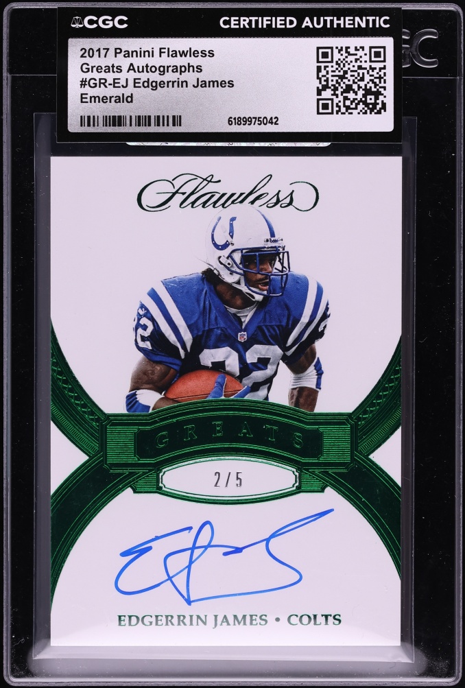2017 Panini Flawless Greats Emerald Edgerrin James AUTO /5 #GR-EJ CGC AUTH