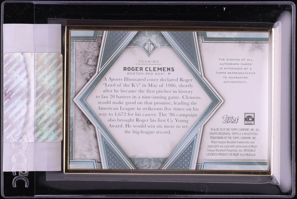 2019 Topps Transcendent Variation Roger Clemens AUTO /25 #TCVA-RC CGC AUTH - Photo 2
