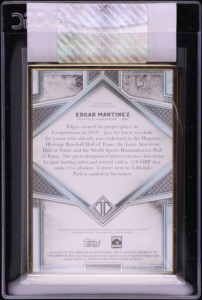 2019 Topps Transcendent Edgar Martinez AUTO 25/25 #TCA-EM CGC AUTH - Photo 2