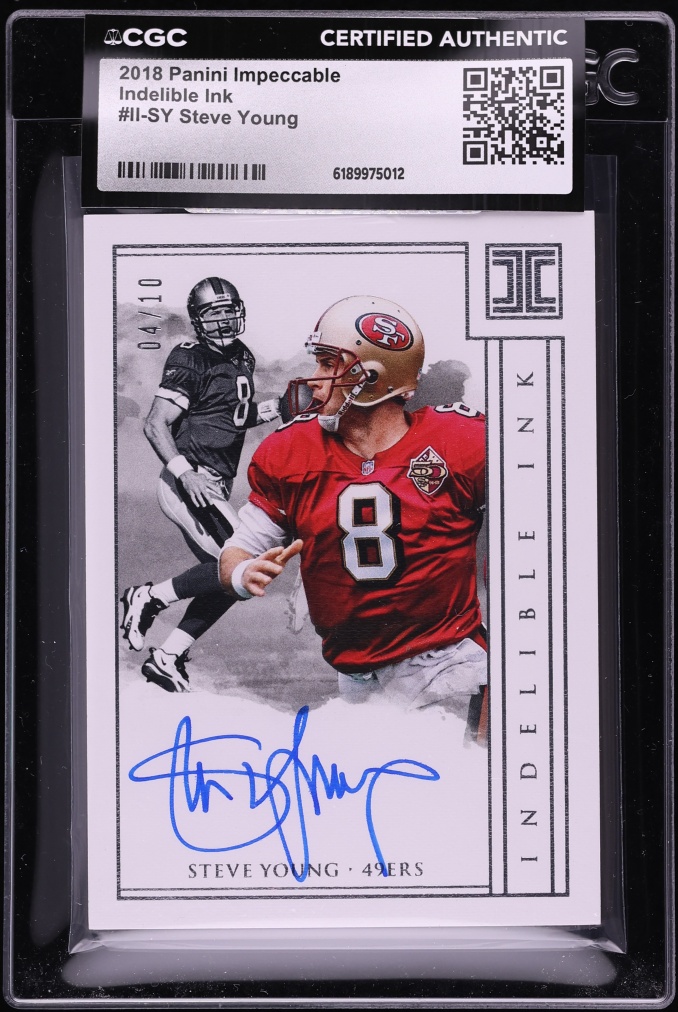 2018 Panini Impeccable Indelible Ink Steve Young AUTO /10 #II-SY CGC AUTH