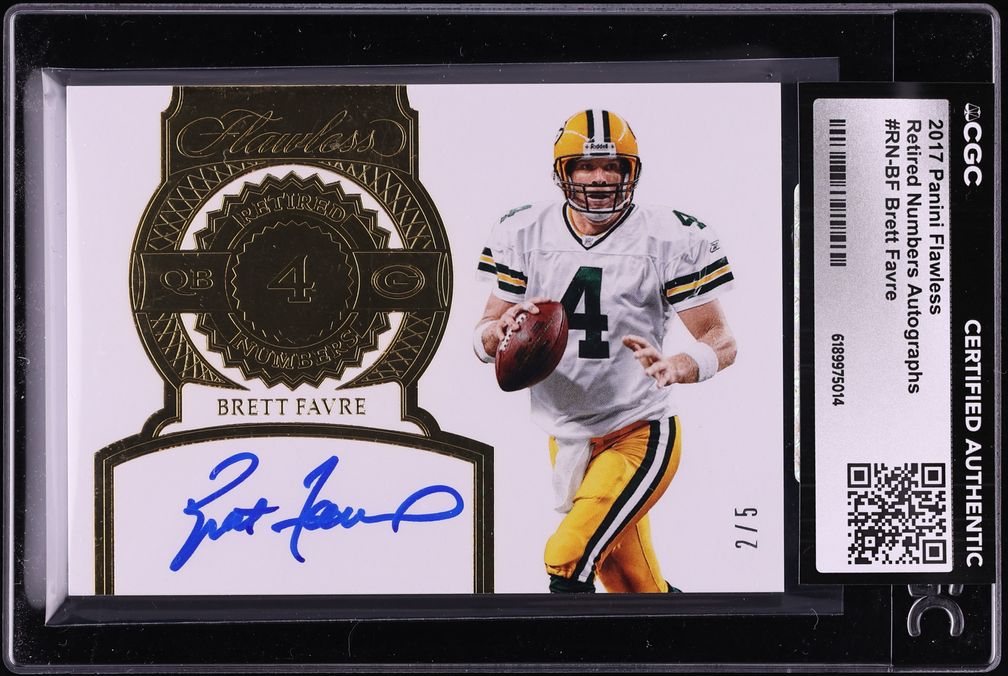 2017 Panini Flawless Retired Numbers Brett Favre AUTO /5 #RN-BF CGC AUTH