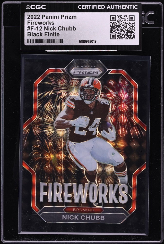 2022 Panini Prizm Fireworks Black Finite Nick Chubb 1/1 #F-12 CGC AUTH