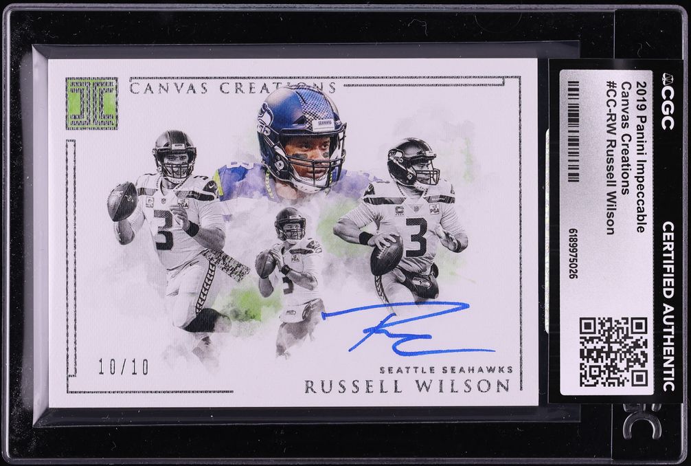 2019 Panini Impeccable Canvas Creations Russell Wilson AUTO 10/10 #CC-RW CGC AUTH