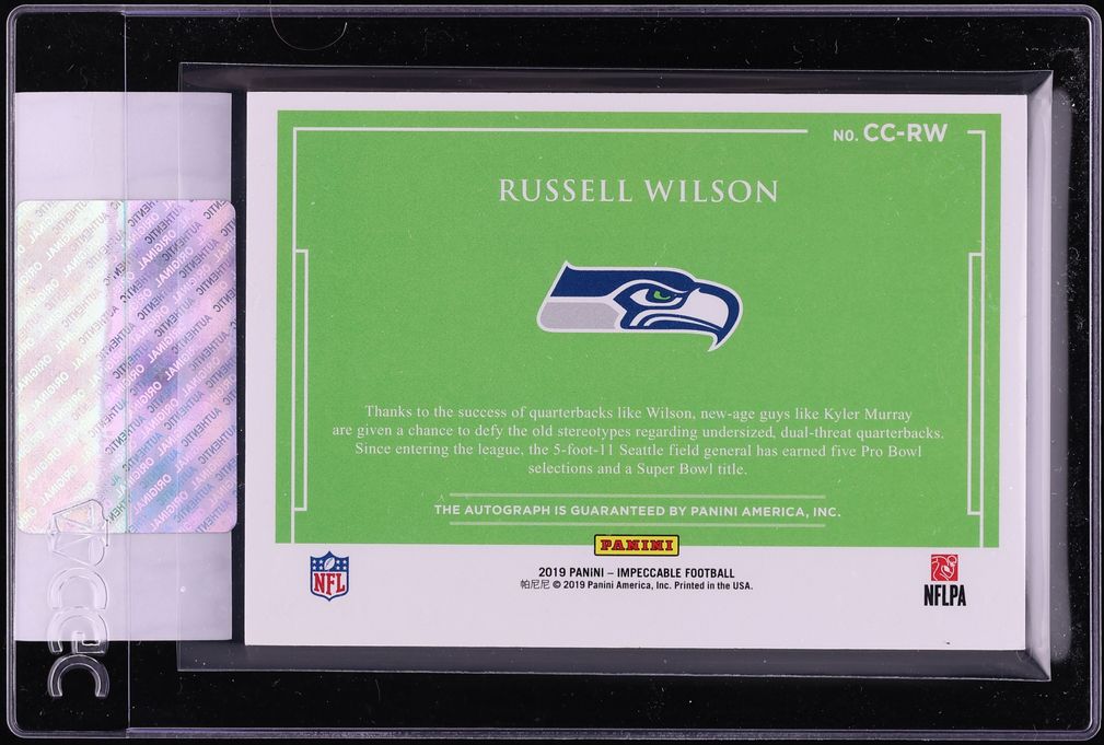 2019 Panini Impeccable Canvas Creations Russell Wilson AUTO 10/10 #CC-RW CGC AUTH - Photo 2