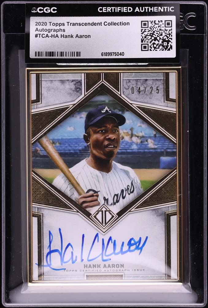 2020 Topps Transcendent Collection Hank Aaron AUTO /25 #TCA-HA CGC AUTH
