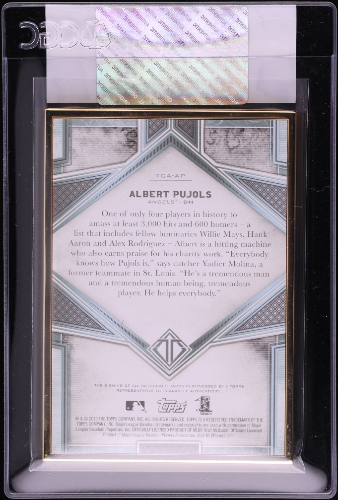 2019 Topps Transcendent Purple Albert Pujols AUTO /10 #TCA-AP CGC AUTH - Photo 2