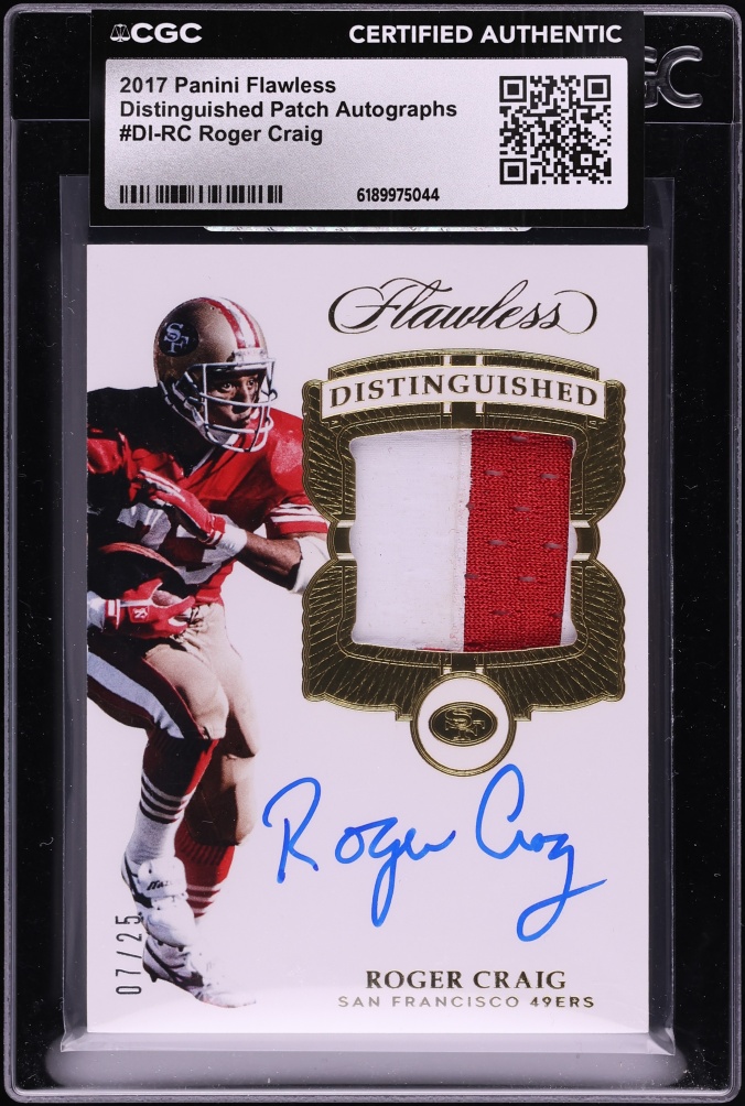 2017 Panini Flawless Distinguished Roger Craig PATCH AUTO /25 #DI-RC CGC AUTH