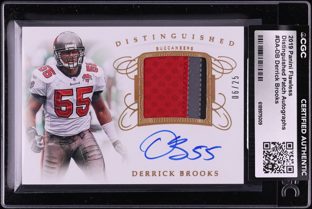2019 Panini Flawless Distinguished Derrick Brooks PATCH AUTO /25 #DA-DB CGC AUTH
