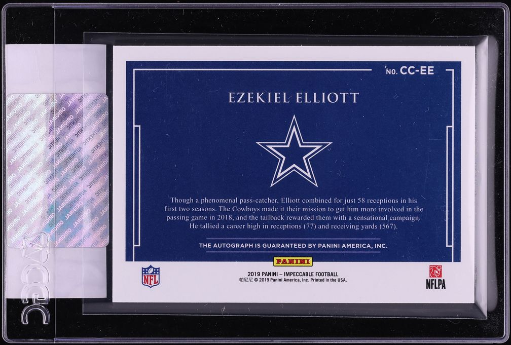 2019 Panini Impeccable Canvas Creations Gold Ezekiel Elliott AUTO 1/5 #CC-EE CGC AUTH - Photo 2