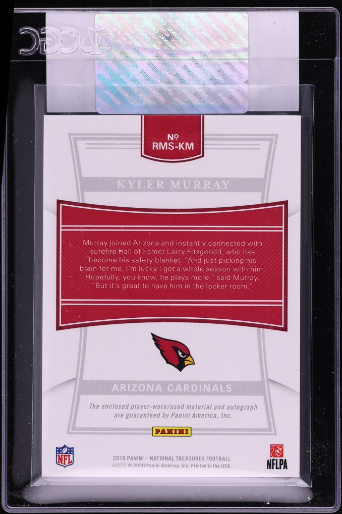 2019 National Treasures Material Signatures Kyler Murray ROOKIE PATCH AUTO /25 #RMS-KM CGC AUTH - Photo 2