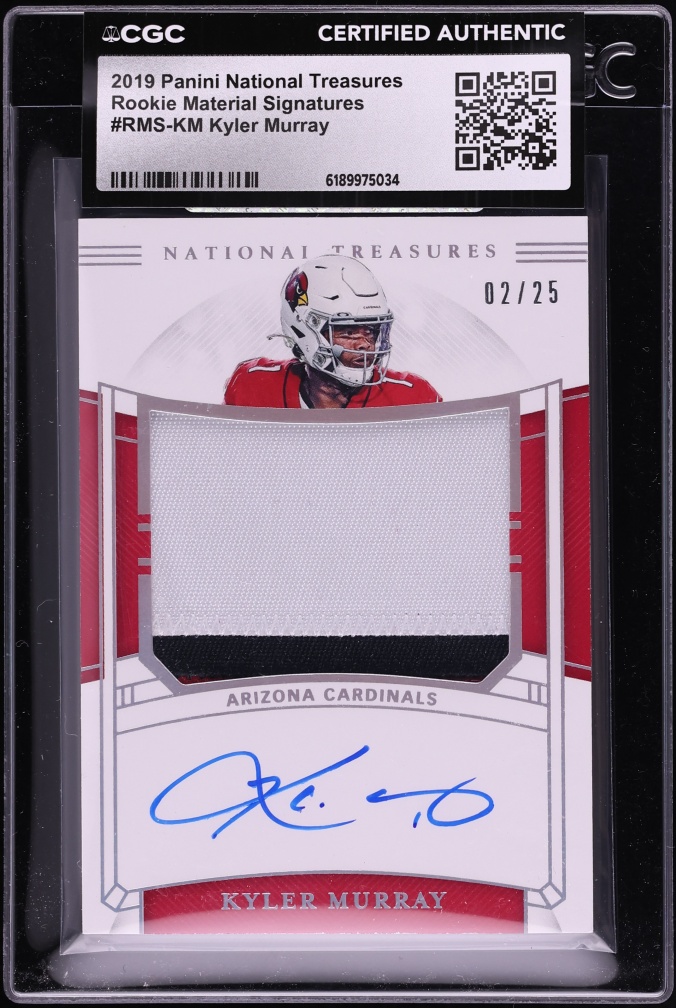 2019 National Treasures Material Signatures Kyler Murray ROOKIE PATCH AUTO /25 #RMS-KM CGC AUTH