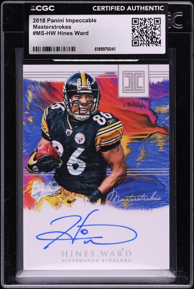 2018 Panini Impeccable Masterstrokes Hines Ward AUTO /25 #MS-HW CGC AUTH