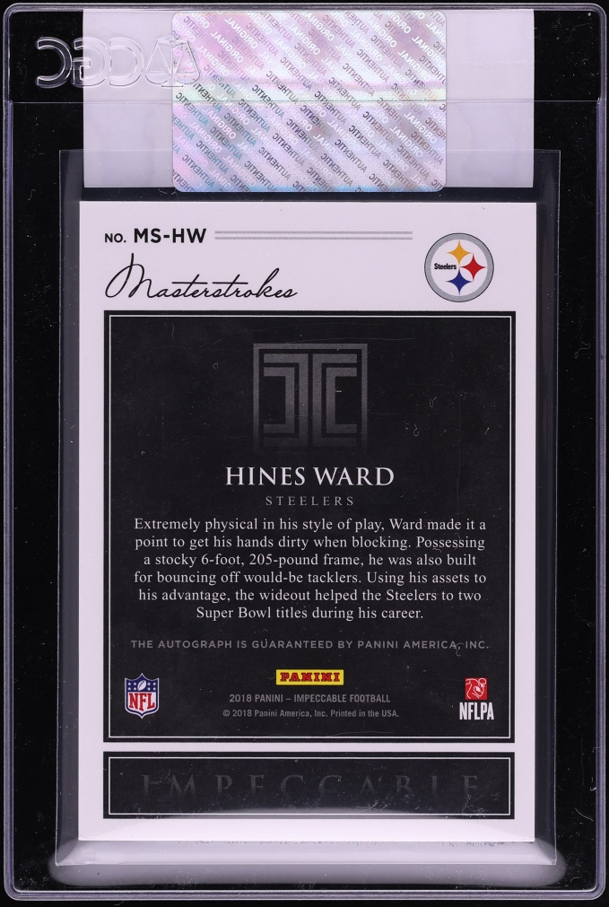 2018 Panini Impeccable Masterstrokes Hines Ward AUTO /25 #MS-HW CGC AUTH - Photo 2