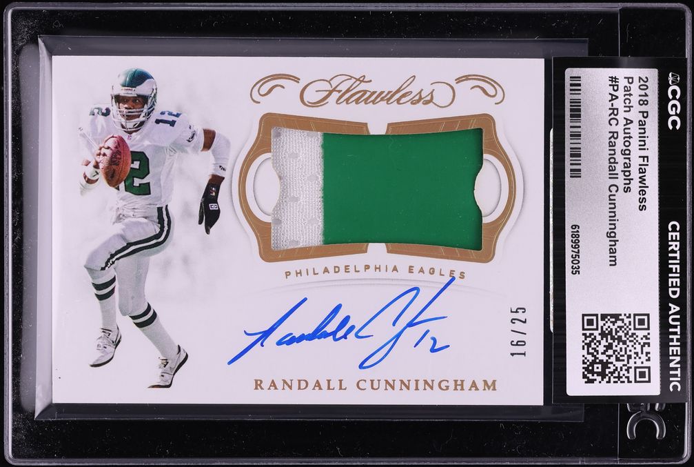 2018 Panini Flawless Randall Cunningham PATCH AUTO /25 #PA-RC CGC AUTH