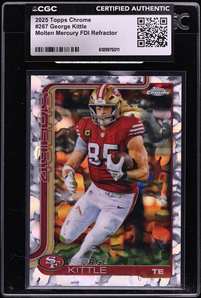 2025 Topps Chrome Molten Mercury FDI Refractor George Kittle /6 #267 CGC AUTH