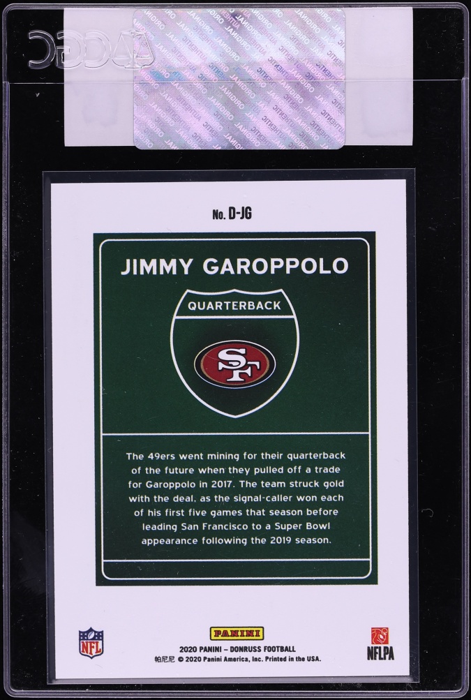 2020 Donruss Downtown Jimmy Garoppolo #D-JG CGC AUTH - Photo 2
