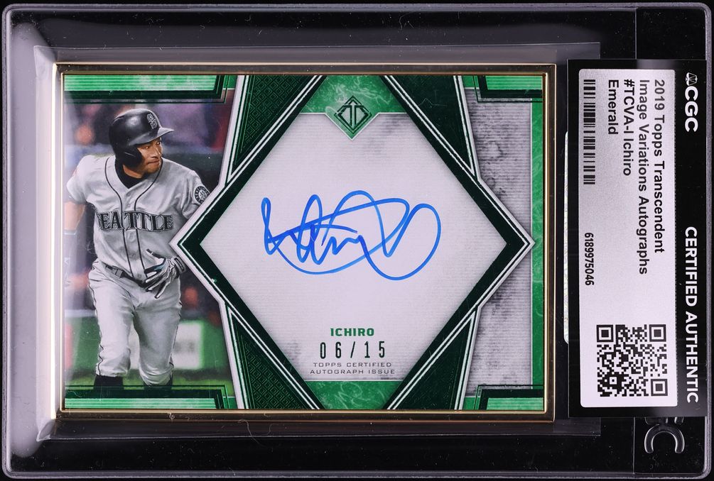 2019 Topps Transcendent Image Variations Emerald Ichiro AUTO /15 #TCVA-I CGC AUTH
