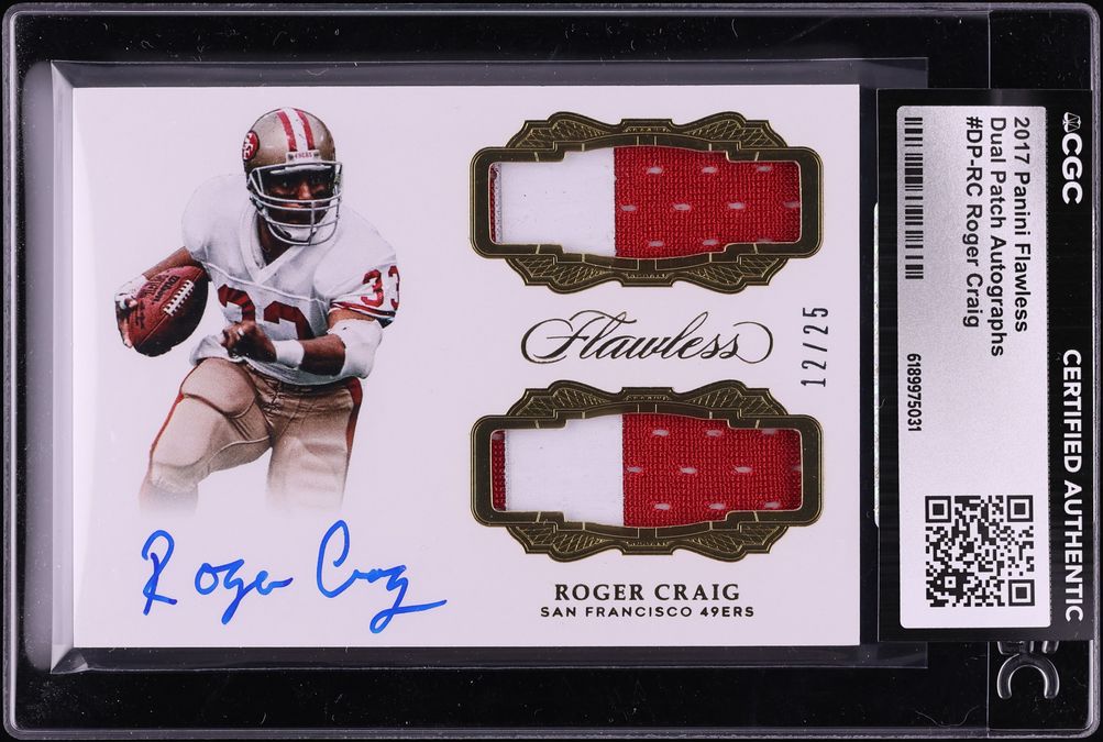 2017 Panini Flawless Dual Roger Craig PATCH AUTO /25 #DP-RC CGC AUTH