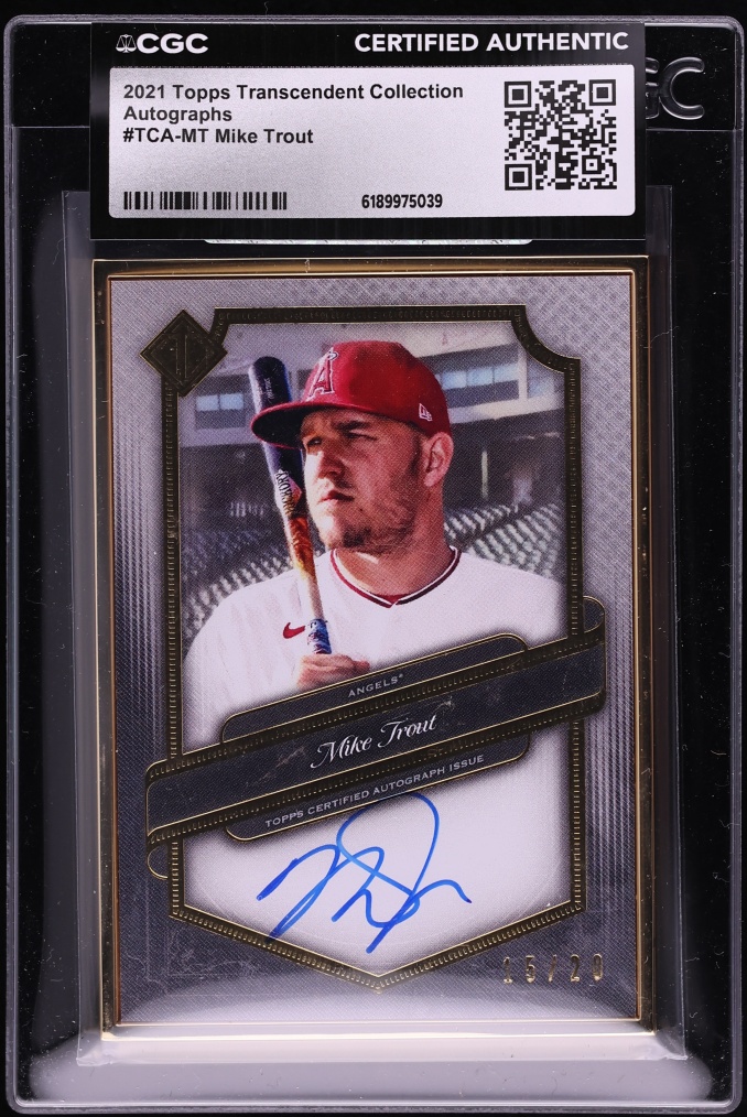 2021 Topps Transcendent Collection Mike Trout AUTO /20 #TCA-MT CGC AUTH