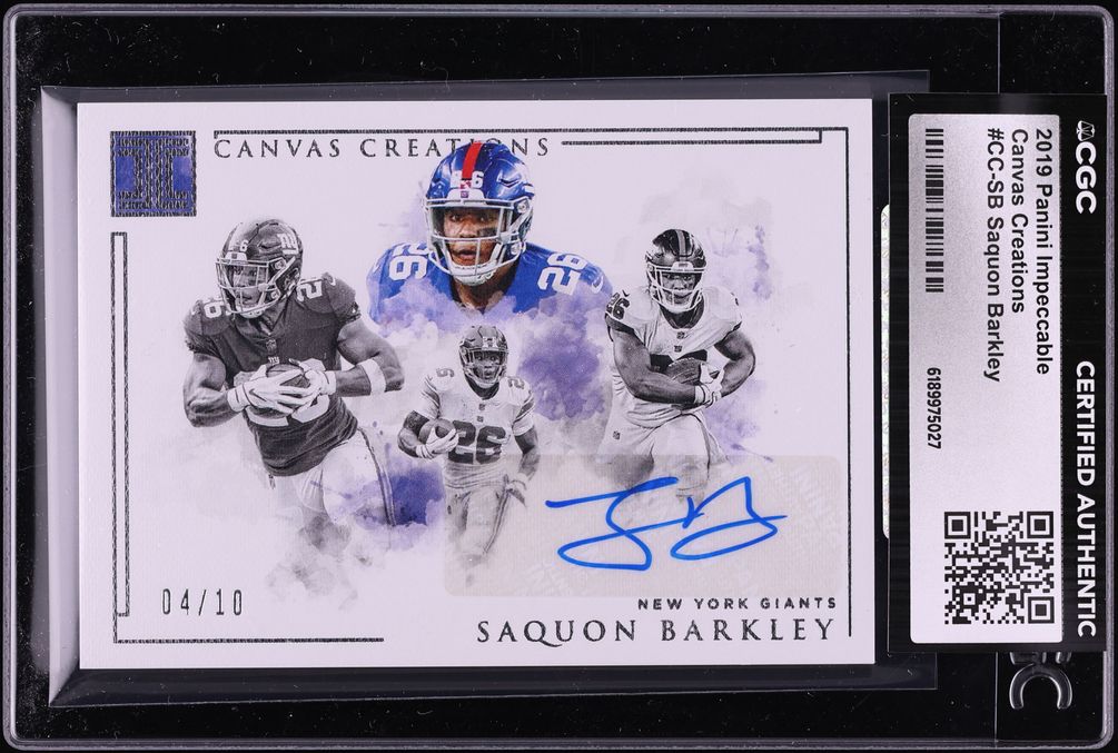 2019 Panini Impeccable Canvas Creations Saquon Barkley AUTO /10 #CC-SB CGC AUTH