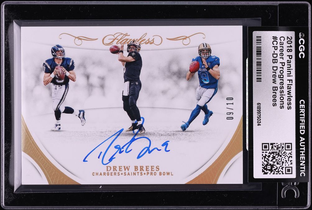 2018 Panini Flawless Career Progressions Drew Brees AUTO /10 #CP-DB CGC AUTH