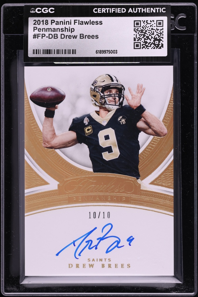 2018 Panini Flawless Penmanship Drew Brees AUTO 10/10 #FP-DB CGC AUTH