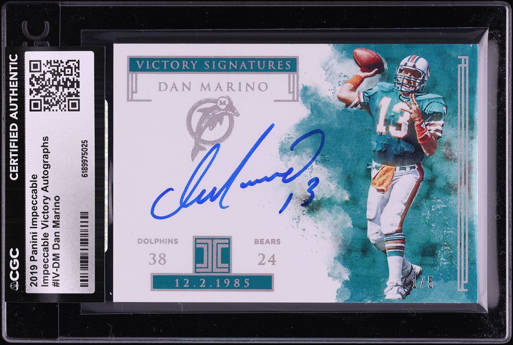 2019 Panini Impeccable Victory Dan Marino AUTO 1/5 #IV-DM CGC AUTH