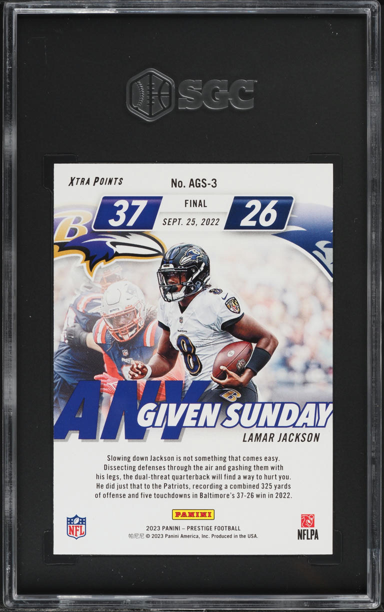 2023 Panini Prestige Any Given Sunday Lamar Jackson #AGS-3 SGC 10 GEM MINT