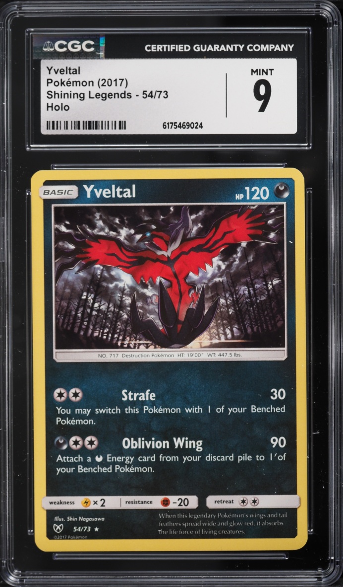 2017 Pokemon Sun & Moon Shining Legends Holo Yveltal #54 CGC 9 MINT