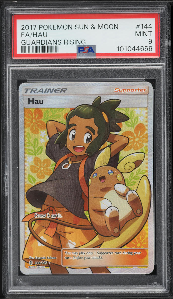 2017 Pokemon Sun & Moon Guardians Rising Full Art Hau #144 PSA 9 MINT