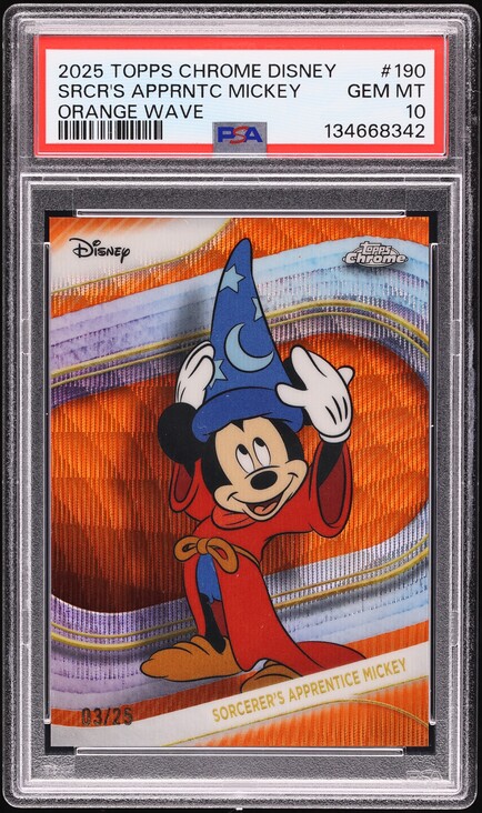 2025 Topps Chrome Disney Red Wave Sorcerer's Apprentice Mickey /5