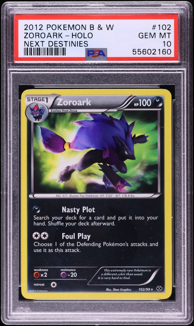 2012 Pokemon Black & White Next Destinies Holo Zoroark #102 PSA 10 GEM MINT
