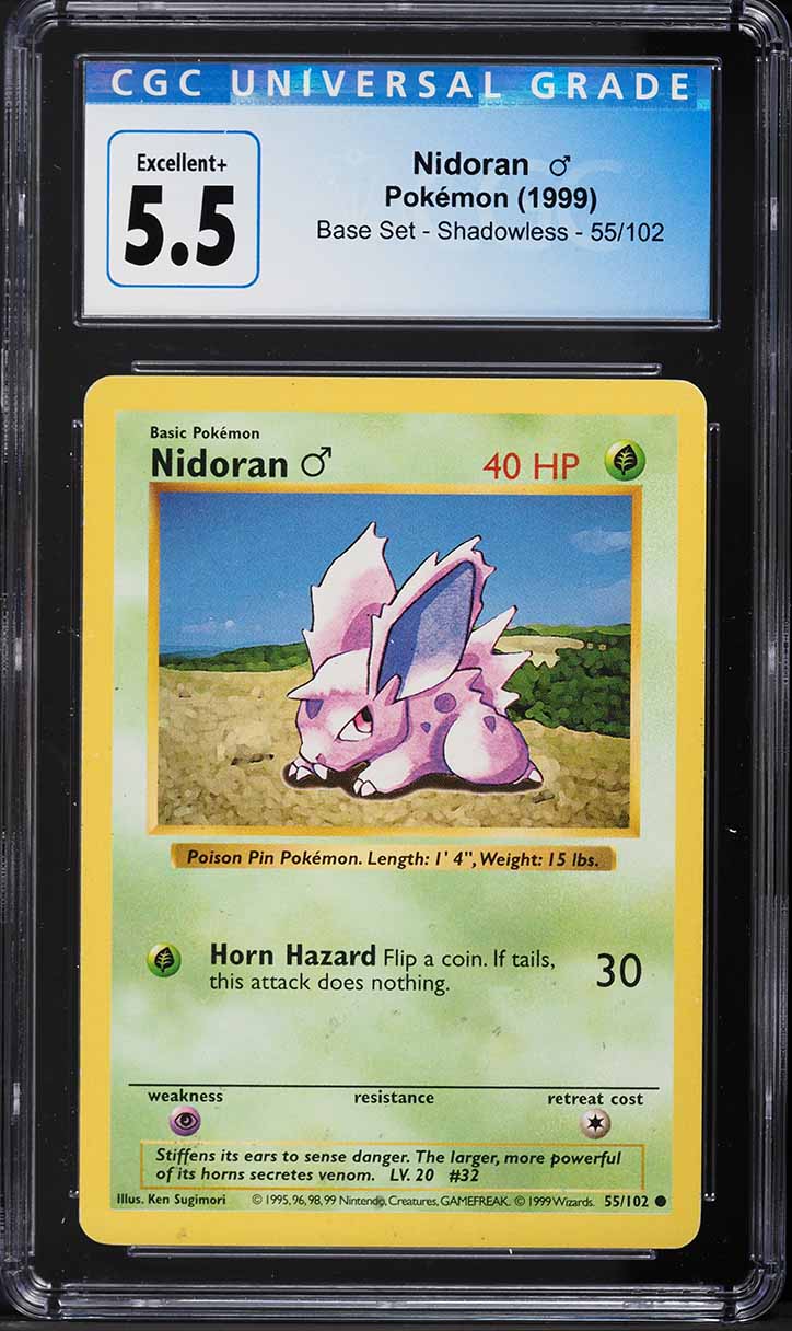 1999 Pokemon Base Set Shadowless Nidoran #55 CGC 5.5 EX+