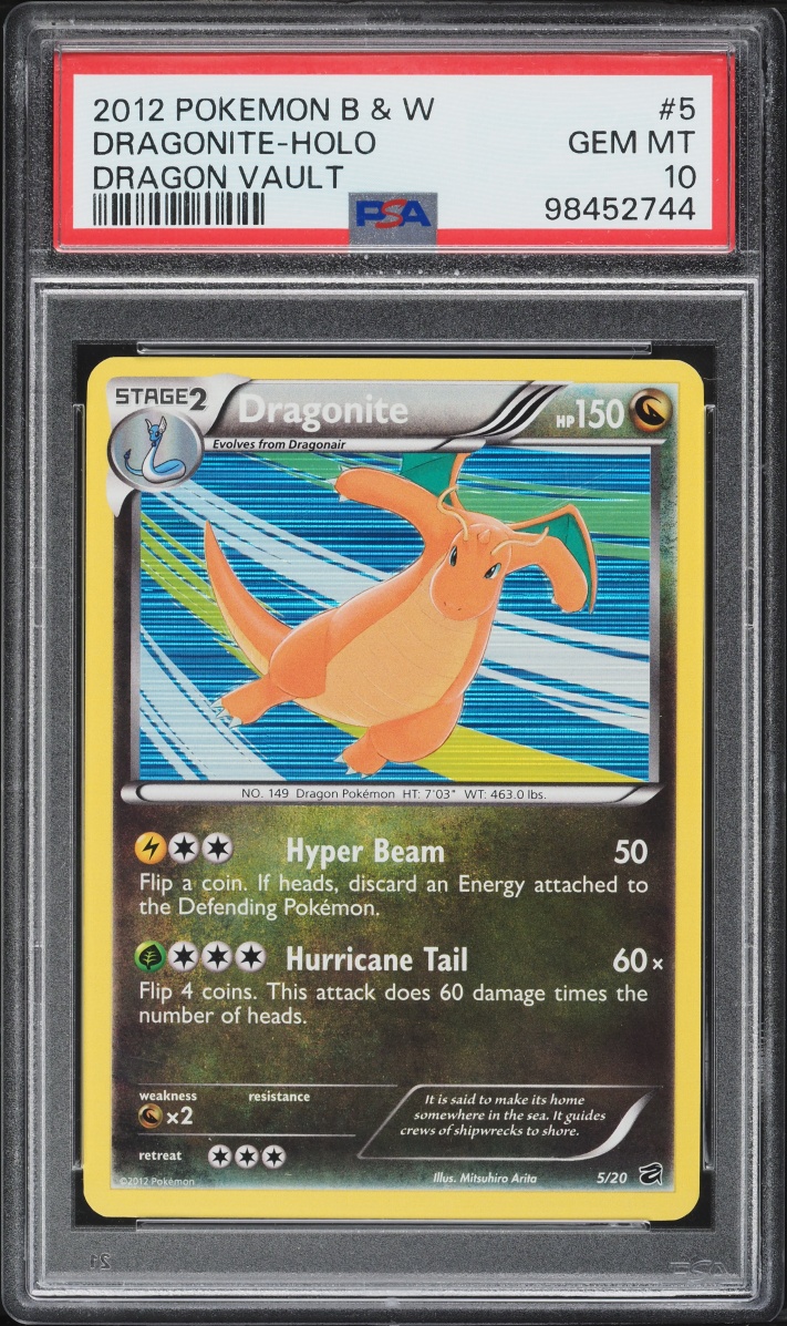 2012 Pokemon Black & White Dragon Vault Holo Dragonite #5 PSA 10 GEM MINT
