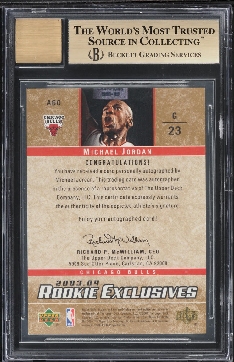 2003 Upper Deck Rookie Exclusives Michael Jordan AUTO #A60 BGS 9.5 GEM MINT