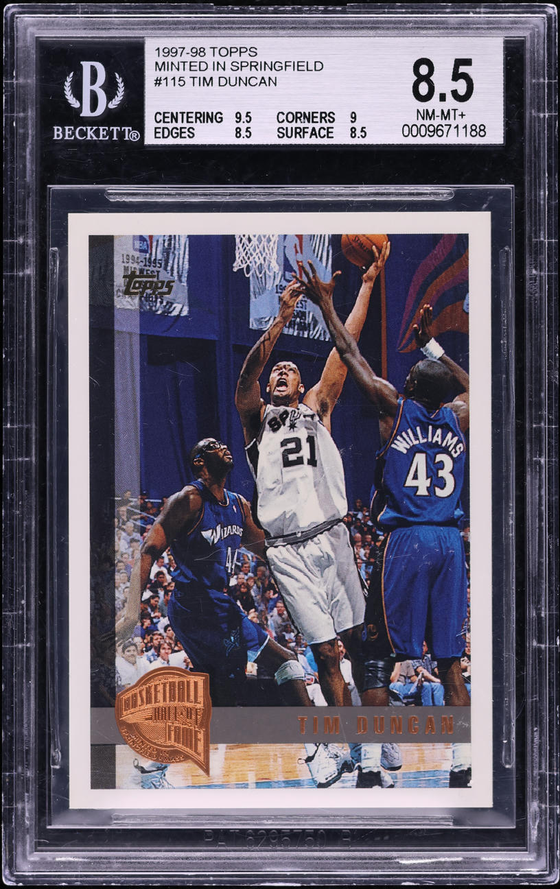1997 Topps Minted In Springfield Tim Duncan ROOKIE #115 BGS 8.5 NM-MT+