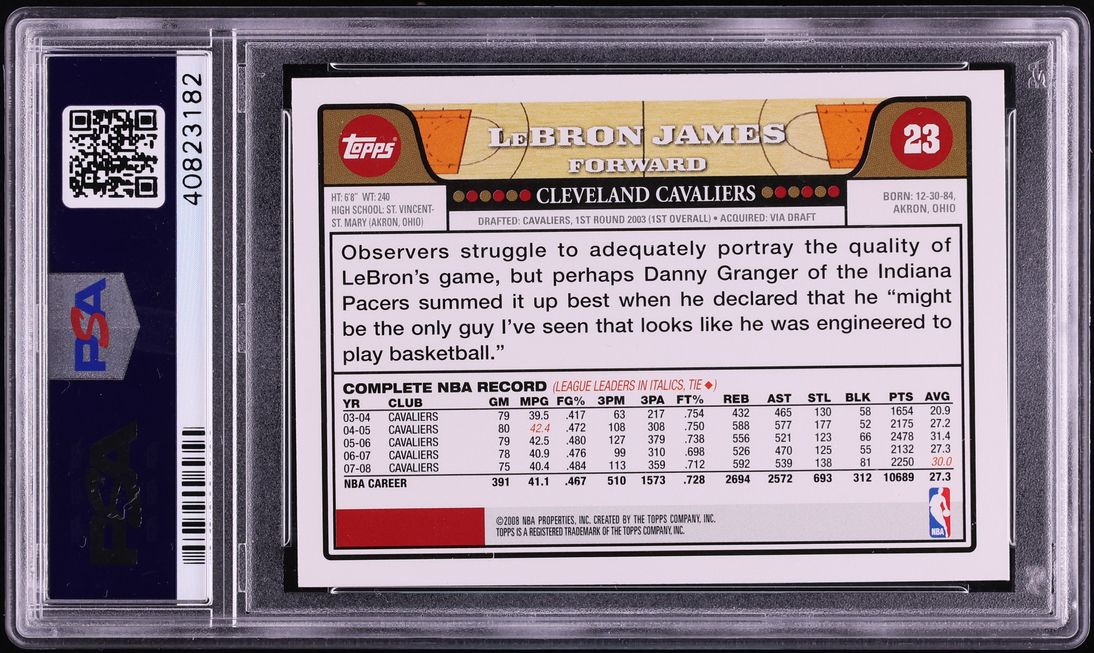 2008 Topps Basketball LeBron James #23 PSA 10 GEM MINT