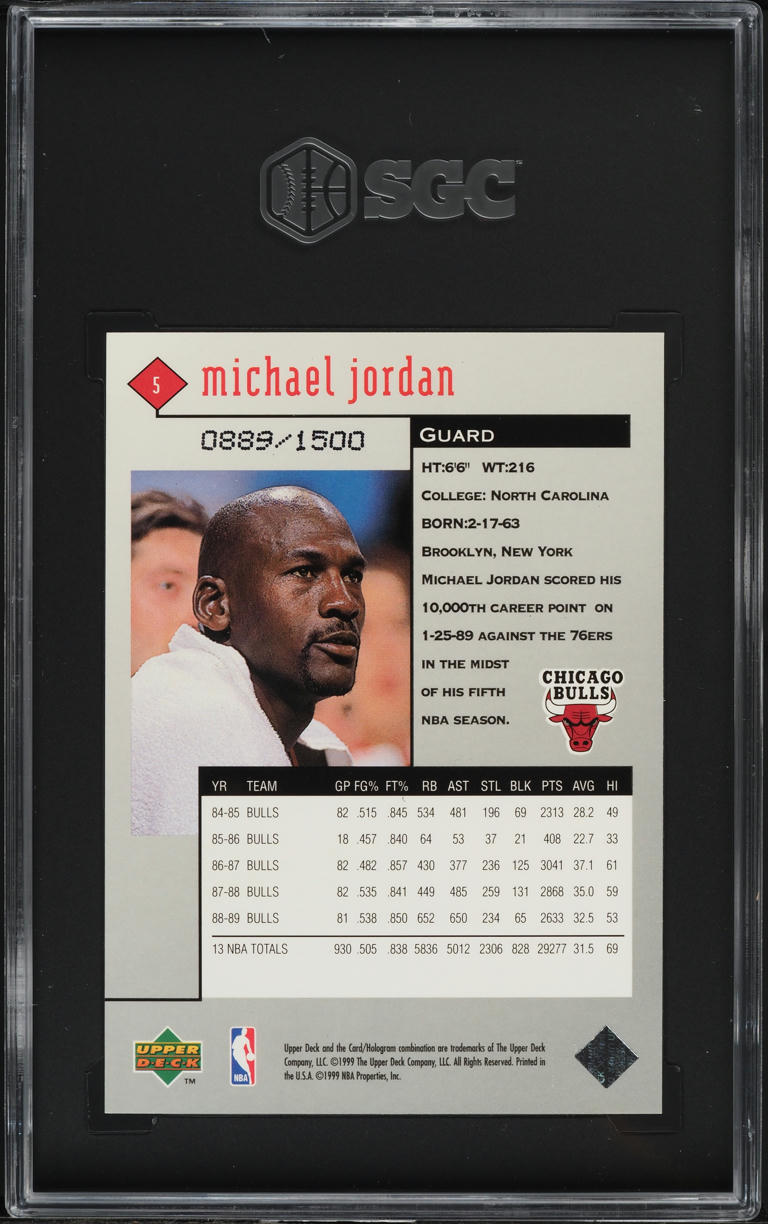 1998 Black Diamond Triple Michael Jordan #5 SGC 9 MINT