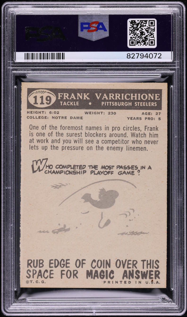 1959 Topps Football Frank Varrichione #119 PSA 9 MINT