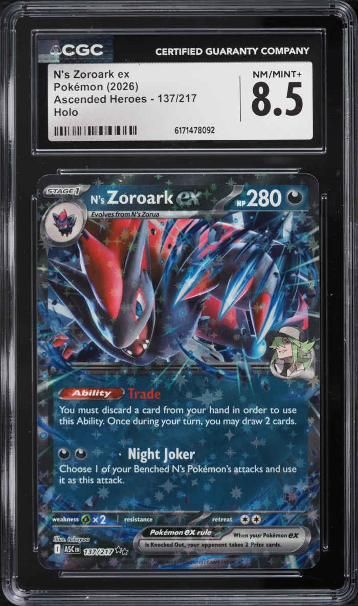 2026 Pokemon Mega Evolution Ascended Heroes Holo N's Zoroark ex #137 CGC 8.5 NM-MT+