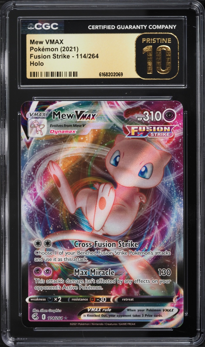 2021 Pokemon Sword & Shield Fusion Strike Full Art Mew VMAX #114 CGC 10 PRISTINE