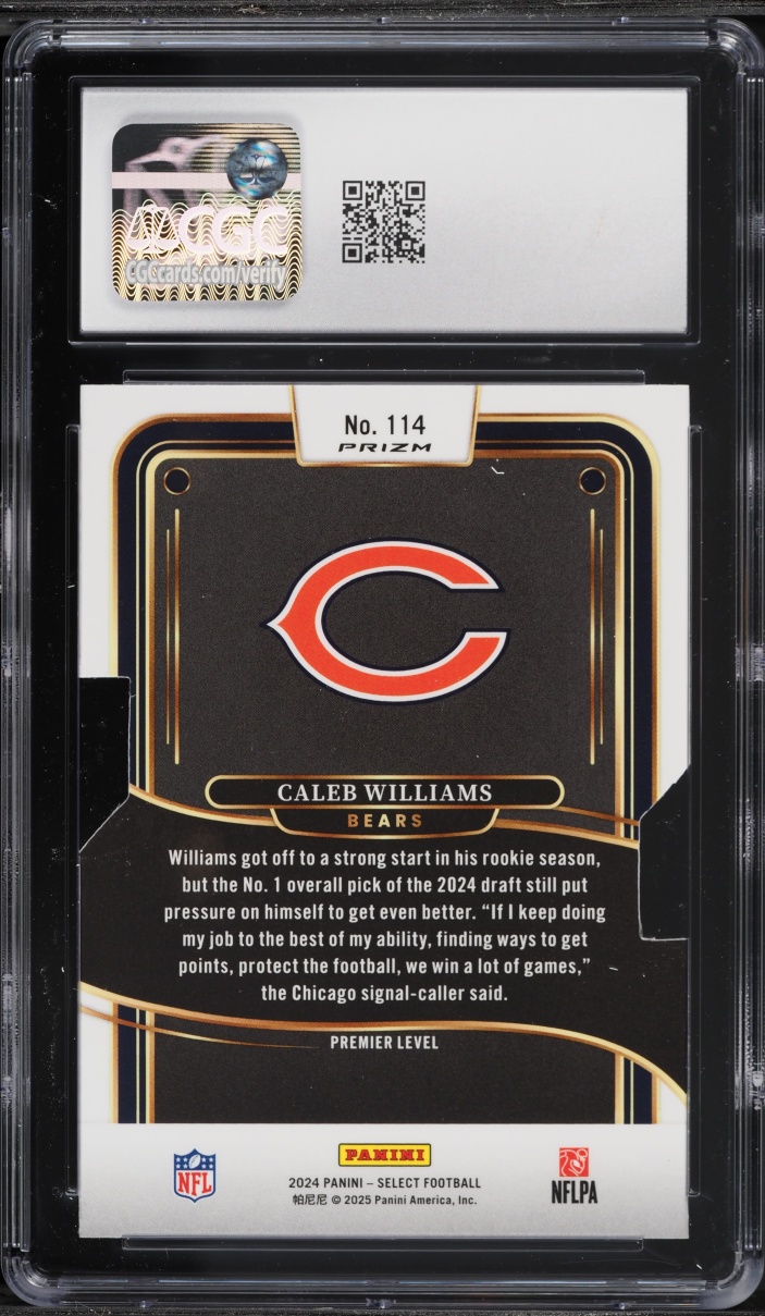 2024 Select Premier Level Silver Prizm Die-Cut Caleb Williams ROOKIE #114 CGC 9.5 MINT+
