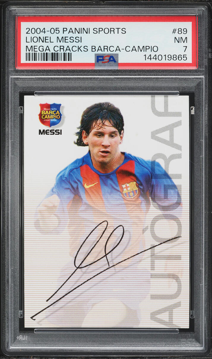2004 Panini Sports Mega Cracks Barca Campio Lionel Messi ROOKIE #89 PSA 7 NRMT