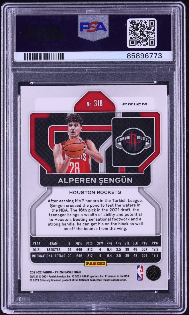 2021 Panini Prizm Orange Ice Alperen Sengun ROOKIE #318 PSA 10 GEM MINT