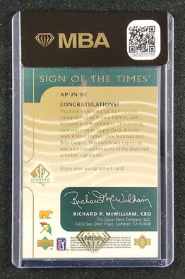 2003 SP Authentic Arnold Palmer Jack Nicklaus Billy Casper AUTO /25 MBA AUTH