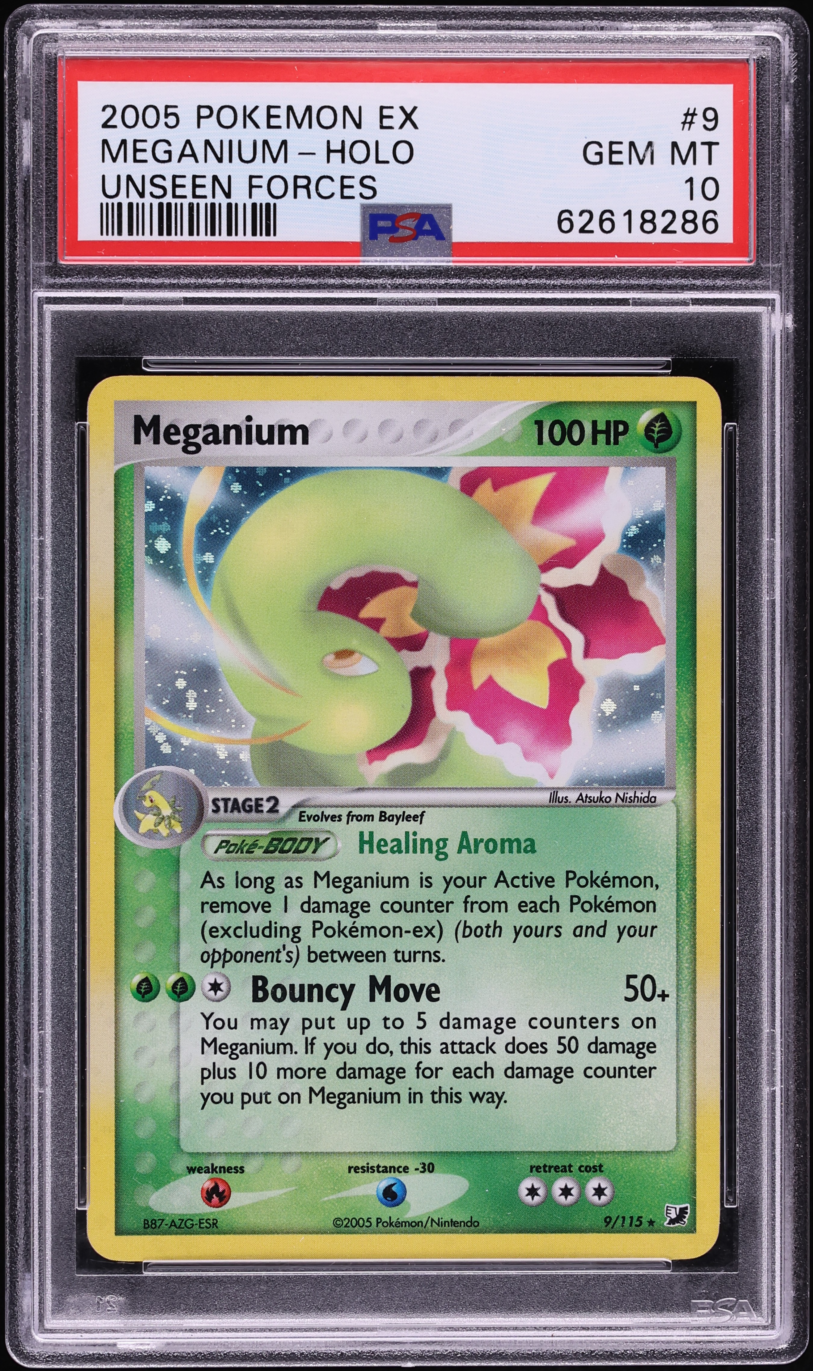 2005 Pokemon EX Unseen Forces Holo Meganium #9 PSA 10 GEM MINT
