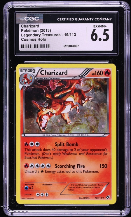2013 Pokemon Black & White Legendary Treasures Cosmos Holo Charizard #19 CGC 6.5 EXMT+