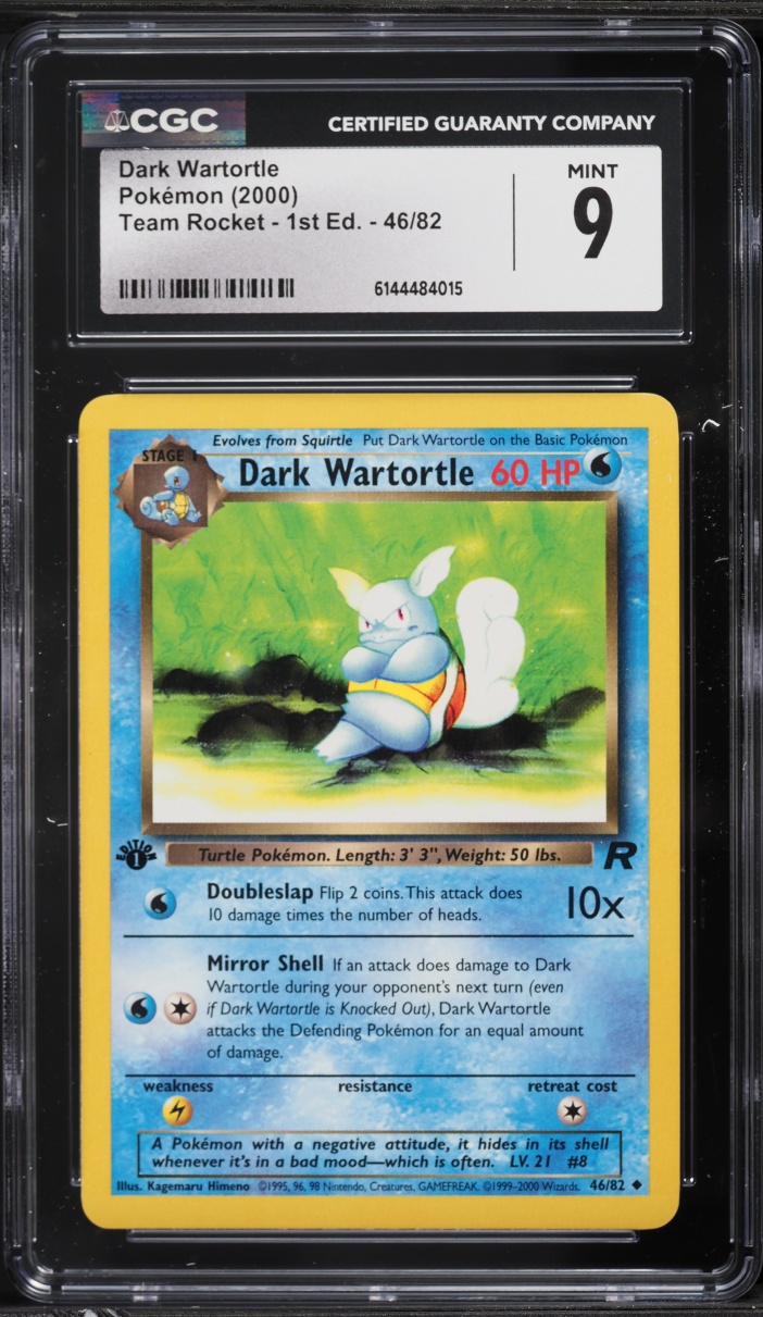 2000 Pokemon Team Rocket 1st Edition Dark Wartortle #46 CGC 9 MINT